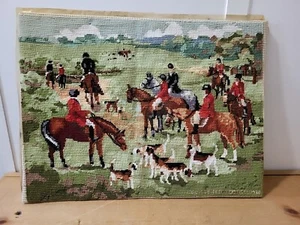 Vtg 1987 The Hunt Linda Gillum Dimensions 2332 Finished Wool Needlepoint Horses - Picture 1 of 24