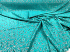 Metallic Bandanna Print on a Stretch Tricot Spandex Fabric- Sold By Yard. Jade