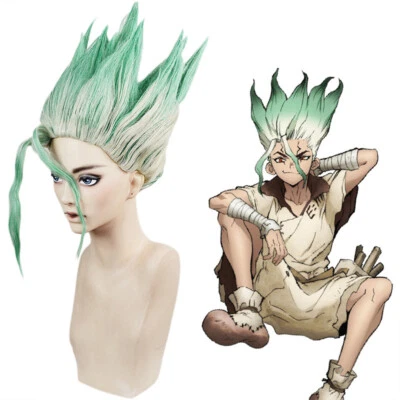 Peluca Cosplay Anime Dr.Stone Ishigami Senkuu Mezcla Verde Sintético Accesorios para el Pelo Corto Foto 1 de 4