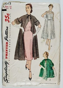 1950's Vintage Pattern Loose Fitting Coat In Two Lengths Bust 30”Simplicity 3573 - Picture 1 of 4