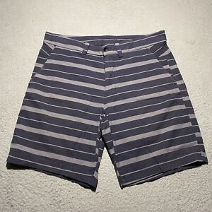 Lululemon Chino Shorts Mens 36 Blue Gray Stripe Casual Athleisure Logo