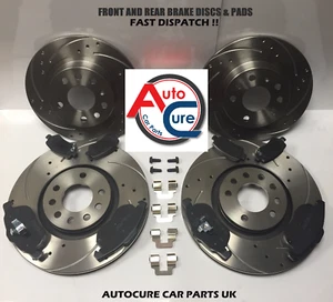 PARA VW CARAVELLE TRANSPORTER T5 DISCOS DELANTEROS Y TRASEROS PERFORADOS Y RANURADOS + ALMOHADILLAS - Imagen 1 de 1