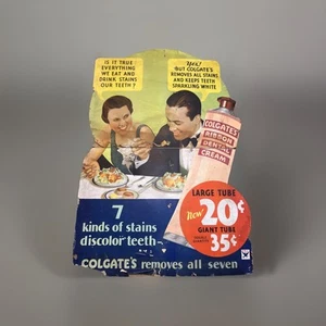 VTG Colgate’s Ribbon Dental Cream 20¢ 35¢ Paper Ad Display Sign 43x30 Litho USA - Bild 1 von 24