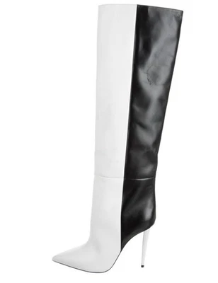 Christian Louboutin Astrilarge Blanco Negro Botas Hasta la Rodilla Talla 42 Foto 1 de 4