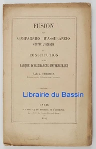 Fusion des Compagnies d'Assurances contre l'incendie constitution Banque 1855 - Imagen 1 de 5