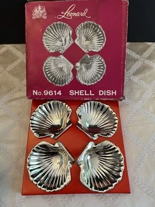 Vintage Leonard No.9614 versilberte Muschelschale 4er Set Original Box - Bild 1 von 3