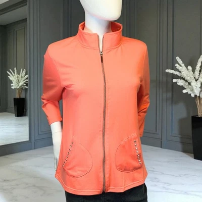 Chaqueta Onque informal para mujer con cremallera color albaricoque con bolsillos tachonados talla pequeña nueva con etiquetas Foto 1 de 3