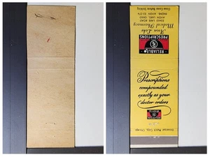 Avon Lake Medical Pharmacy Ohio Vintage Yellow Prescription Matchbook - Picture 1 of 2