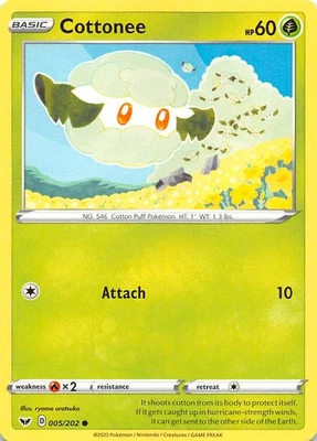 Cottonee 005/202 SWSH01 Sword & Shield Base Set Pokemon 007993 - Image 1 of 2