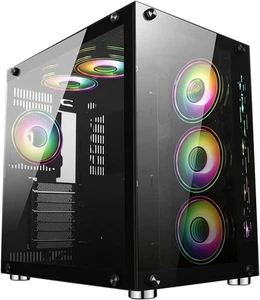 Boîtier de jeu PC GameMax DS360 Mid-Tower ATX ARGB noir avec 6 ventilateurs Infinity RGB - Photo 1/11