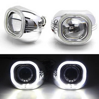 3.0" H1 Bi-Xenon Projector Lens w/ Square LED Halo Ring Shrouds For Headlights - Image 1 of 4