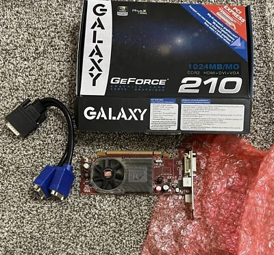Galaxy Nvidia Geforce 210 1GB DDR2 Video Graphics Card PCI-E HDMI VGA DVI - Image 1 of 2