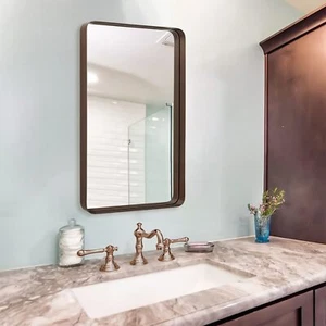 ANDY STAR Bronze Rectangular Wall Mirror | 24x36’’ Contemporary - Picture 1 of 9