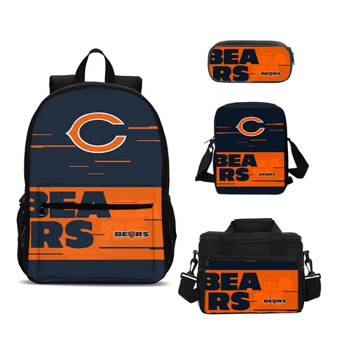 Chicago Bears School Bag Set Daypack Crossbody Bag Lunch Bag Pen Case Fans Gifts Cover