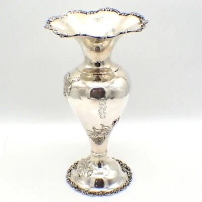 Jarrón Repousse Rose Schultz plata de ley mono EFC Foto 1 de 4