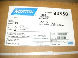 66261093850, Norton 15 Zoll x 132 Zoll 60er-Körnung, NorZon R801, Schleifband, 2 Stck., Neu aus altem Lagerbestand - Bild 1 von 7