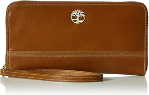Women'S Leather RFID Zip around Wallet Clutch with Wristlet Strap - Picture 1 of 12