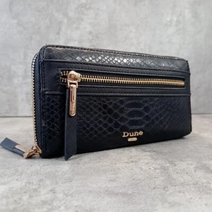 Cartera monedero plegable grande de cuero sintético negro DUNE London 4x8 pulgadas - Imagen 1 de 11