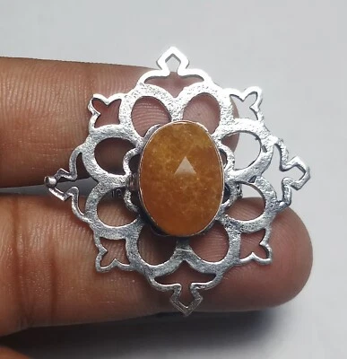 Hydro Orange Onyx Oval Shape Gemstone Handmade Ring Jewellery Size 8 Inches - Image 1 of 4