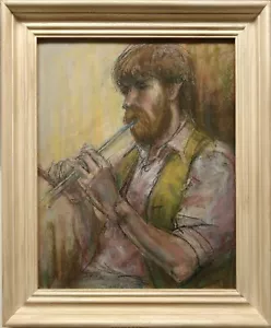 SIGNED PASTEL ON PAPER BY JOYCE PARFITT, 1993, FRAMED PORTRAIT "PENNY WHISTLE" - Picture 1 of 24