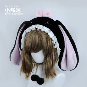 Mujeres Niña Lolita Peluche Otoño/Invierno Engrosadas Orejas Caídas Sombrero de Conejo - Imagen 1 de 7