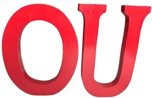 University of Oklahoma OU Sooners "O" & "U" Red Wooden Desk Letters 6.5" Tall - Picture 1 of 10
