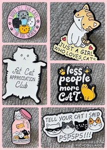 BUY 2 GET 1 FREE! Cat Lover Pin Badges | cat person kitten feline pet purr meow - Picture 1 of 131