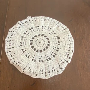 Vintage Beige Round Crochet Cluster Lace Doily Table Decorative Placemat 6.7" - Picture 1 of 4