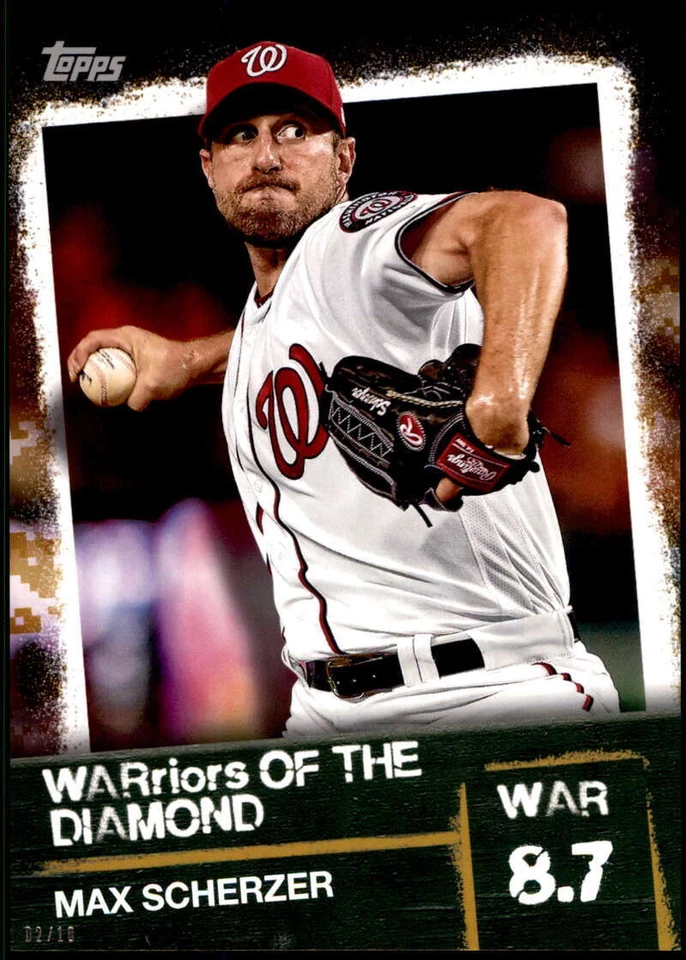 Max Scherzer 2020 Topps WARriors of the Diamond 5x7 Gold #WOD-27 /10 Nationals  - Image 1 of 2