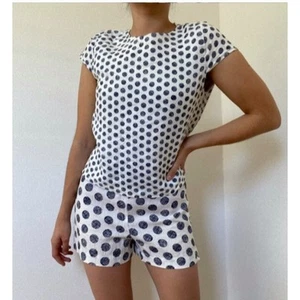 ZARA Womens Romper Set XS Blue White Dotted Polka Dots  - Picture 1 of 10