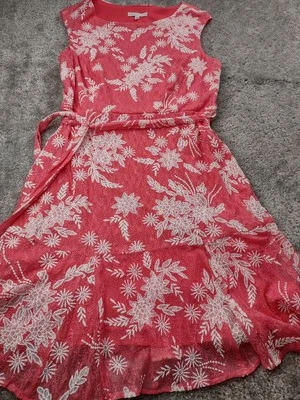 Vestido floral Sandra Darren para mujer talla 12 rojo bordado boho cottagecore Foto 1 de 4