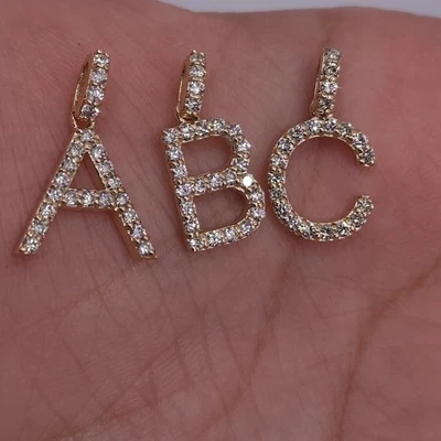 14Kt Gold Initial Letter 0.36 Ct Lab Grown Diamond Pendant - Image 1 of 4