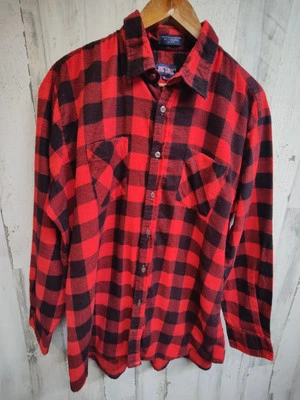 VTG Big Yank Red & Black Check Flannel Button Shirt Men's XL Outdoor  - Image 1 of 4