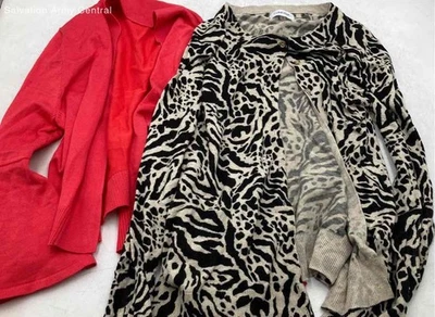Calvin Klein Mujer Gris Negro Rojo Estampado Animal Cárdigan Suéteres Talla M Lote de 2 Foto 1 de 4