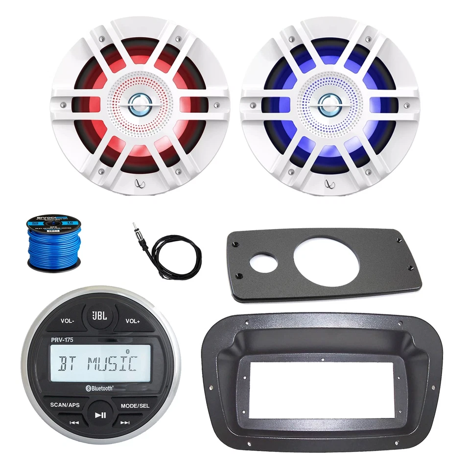 Radio Marina JBL, Bisel Spa, Adaptador, 2x 6.5" 300W LED Altavoz Blanco con ANT, Cable Foto 1 de 4