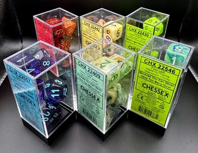 Dadi Chessex 22409 22414 22430 22442 22546 22557 Mega-Edro 7 set di dadi onda 1 - Immagine 1 di 4