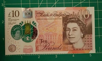U.K. GREAT BRITIAN 10 POUND NOTE 2016 (2017), P-395a  Cleland UNC QEII - Image 1 of 4