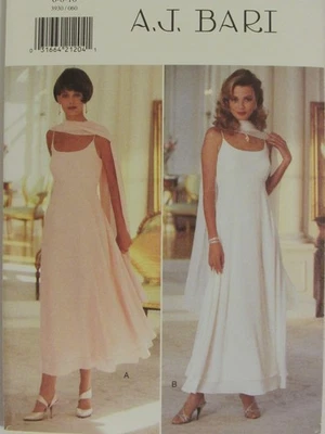 OOP BUTTERICK 3930 Misses Flared Dress in 2 lengths & Stole PATTERN 6-8-10 UC - Image 1 of 3