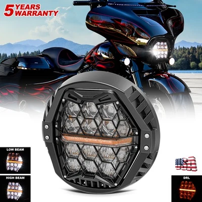 7'' LED Halo Headlight Hi-Low Projector Beam Sealed For Harley Street Glide FLHX Foto 1 de 4