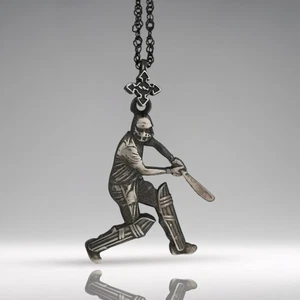 Collana sportiva antica in argento 925 con ciondolo cricket stile vintage per amanti del gioco - Foto 1 di 13