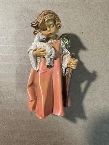 Sweet Little Fontanini Pink Cherub Angel With Lamb Figure 3” - Picture 1 of 4
