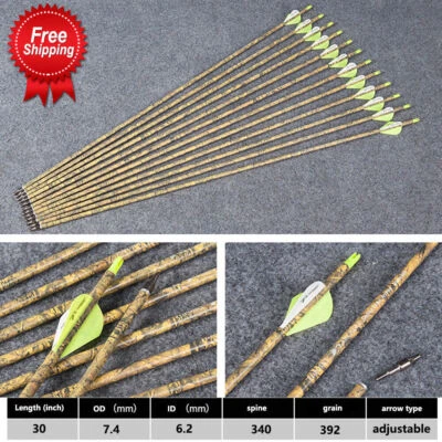 12PCS 30''Pure CarbonArrow Spine 340 For Compound/Recurve Bow Archery Shooting - Image 1 of 4