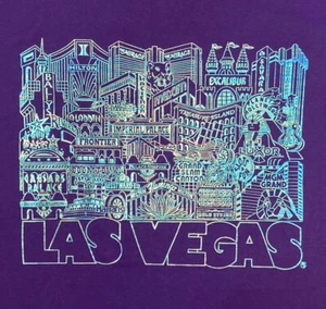 Vintage L Las Vegas Iridescent￼ Foil The Strip T-shirt Hotel Casino Iridescent O - Picture 1 of 8
