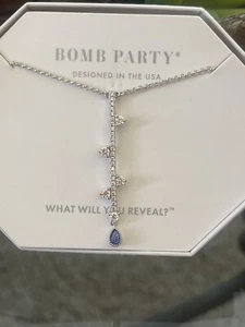 Bomb Party RBP5150 The Sterling Club LC Aqua Blue Ice Crystal Necklace .925 SS💙 - Picture 1 of 4