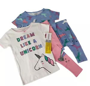 Carter's Toddler and Baby Girls' 4 Piece Cotton Pajama Set (Unicorn T 3) New - Picture 1 of 12