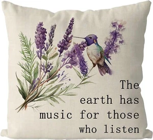 Spring Pillow Covers 20x20 Inch Lavender Birds Throw 20" x 20" (NEW) - Picture 1 of 4