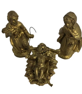 Vintage Krippe Jesuskind Maria & Josef Made in ITALY Goldfarbe Weihnachten - Bild 1 von 6