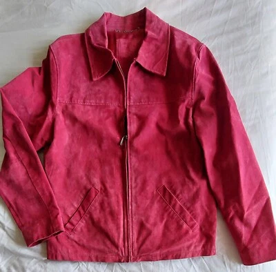  Cherry Red Leather Jacket, Berkertex, size UK 16 - Used Excellent - Image 1 of 4