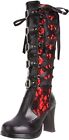 Demonia Corseted 5 Buckle Knee High Boots Size Us8/eu38 New In Box