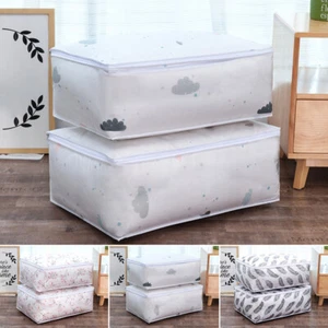 2x LARGE STORAGE BAG BOX CLOTHES QUILT BEDDING DUVET LAUNDRY PILLOWS ZIPPED - Picture 1 of 15
